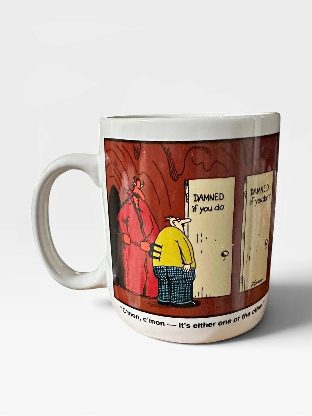 The Far Side Damned If You Do, Damned If You Don't Coffee Mug